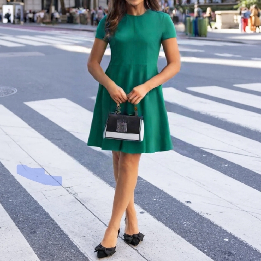 💲SALE💲 DVF Green Cap Sleeve Skater Dress